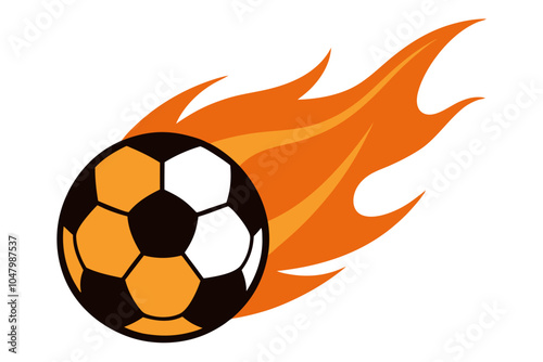 Fire soccer ball | isolated vector silhouette illustration on white background