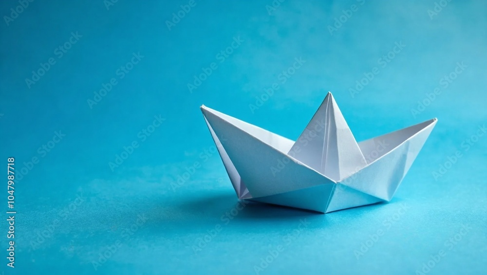 White Paper Boat on a Solid Background White Paper Boat on a Solid Background