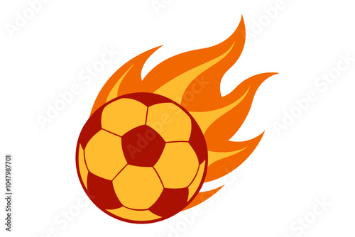 Fire soccer ball | isolated vector silhouette illustration on white background