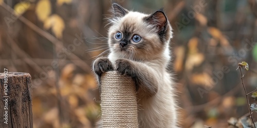 a cat is playing with a rope