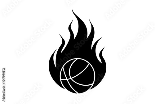 Fire basketball | isolated vector silhouette illustration on white background