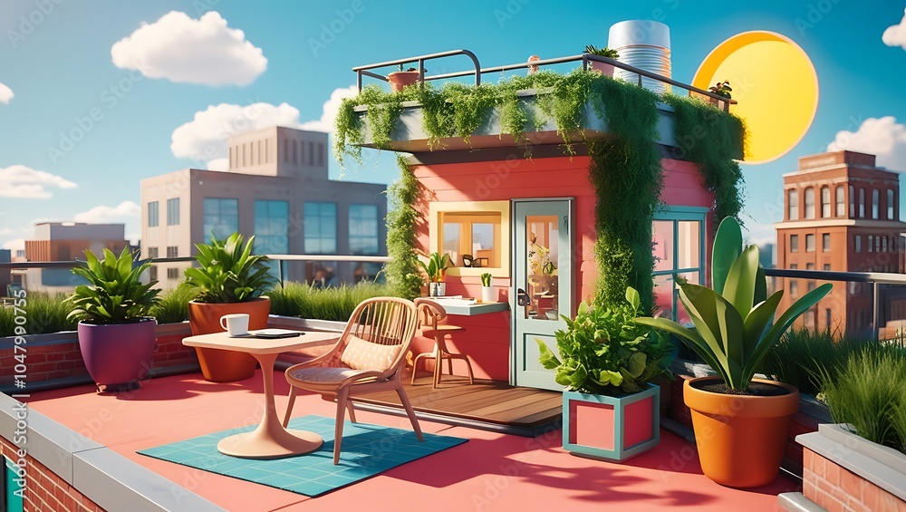 Fototapeta premium Playful Rooftop Retreat