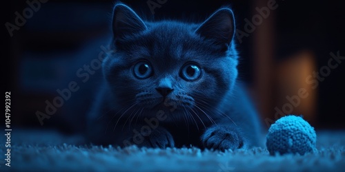 a black cat with blue eyes