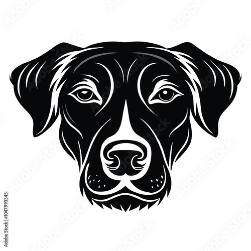 create a dog head silhouette vector with white background