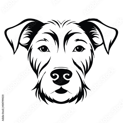 create a dog head silhouette vector with white background