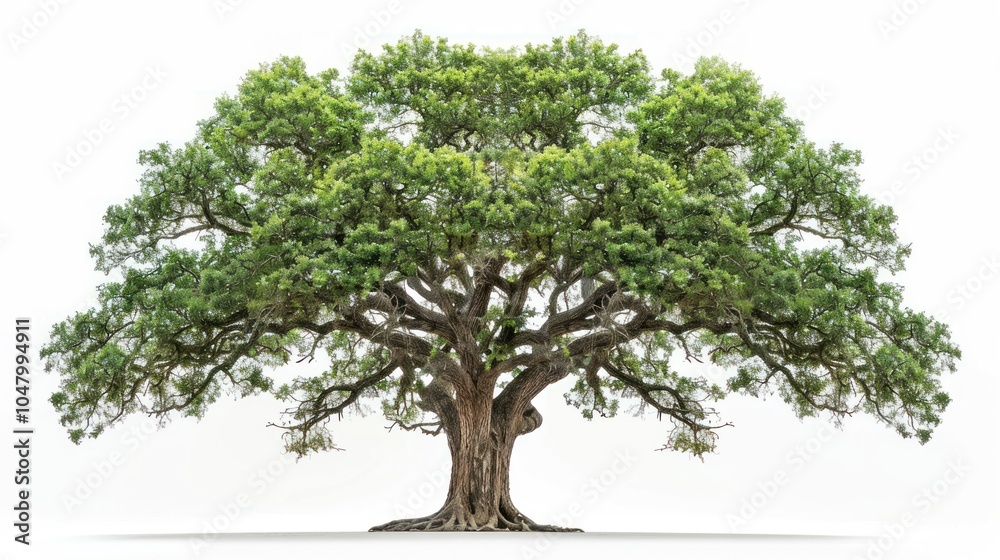 Obraz premium A Majestic Oak Tree with Lush Green Foliage and a Thick Trunk