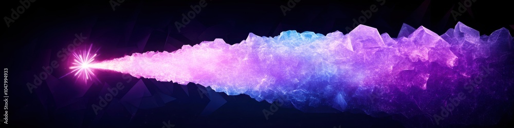 Obraz premium Vibrant Neon Abstract Light Trail in Cosmic Space | Colorful Purple Blue Streak on Black Background | Dynamic Glowing Energy Stream and Futuristic Design