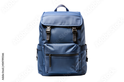 3d modern blue pocket backpacks isolated on transparent background