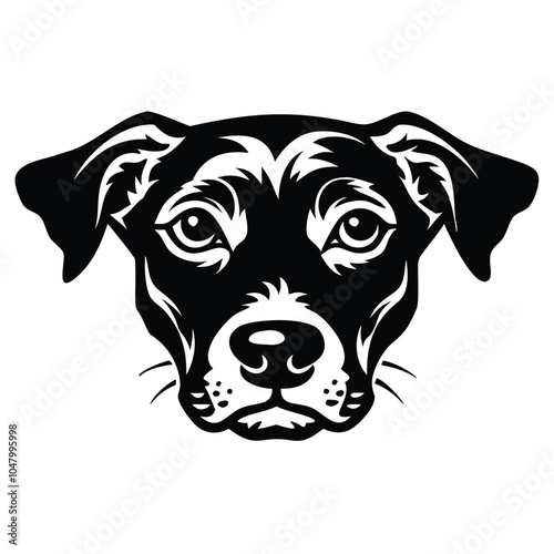 create a dog head silhouette vector with white background