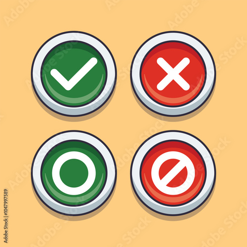 correct and wrong sign symbol - cartoon vector illustration.