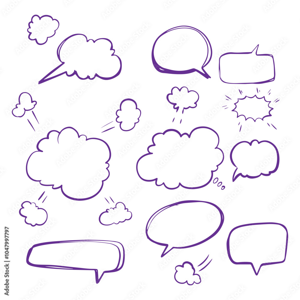 Hand drawn Illustration doodle Set of Speech Bubble Sketch line vector scribble. Hand drawn Illustration doodle Set of Speech Bubble Sketch line vector scribble.