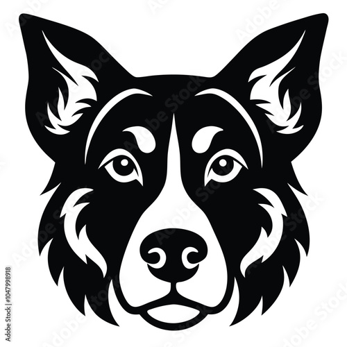 create a dog head silhouette vector with white background