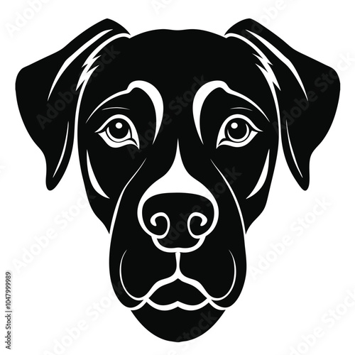 create a dog head silhouette vector with white background