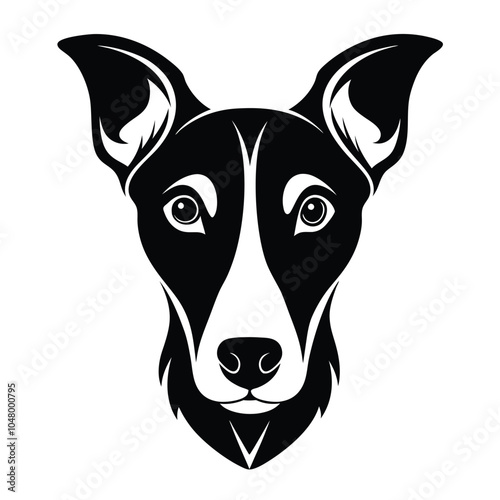 create a dog head silhouette vector with white background