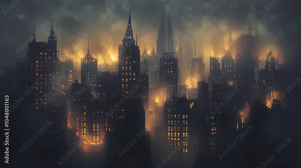 Fototapeta premium sunset in the city