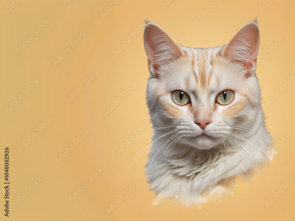 A cat sits against a plain background A cat sits against a plain background