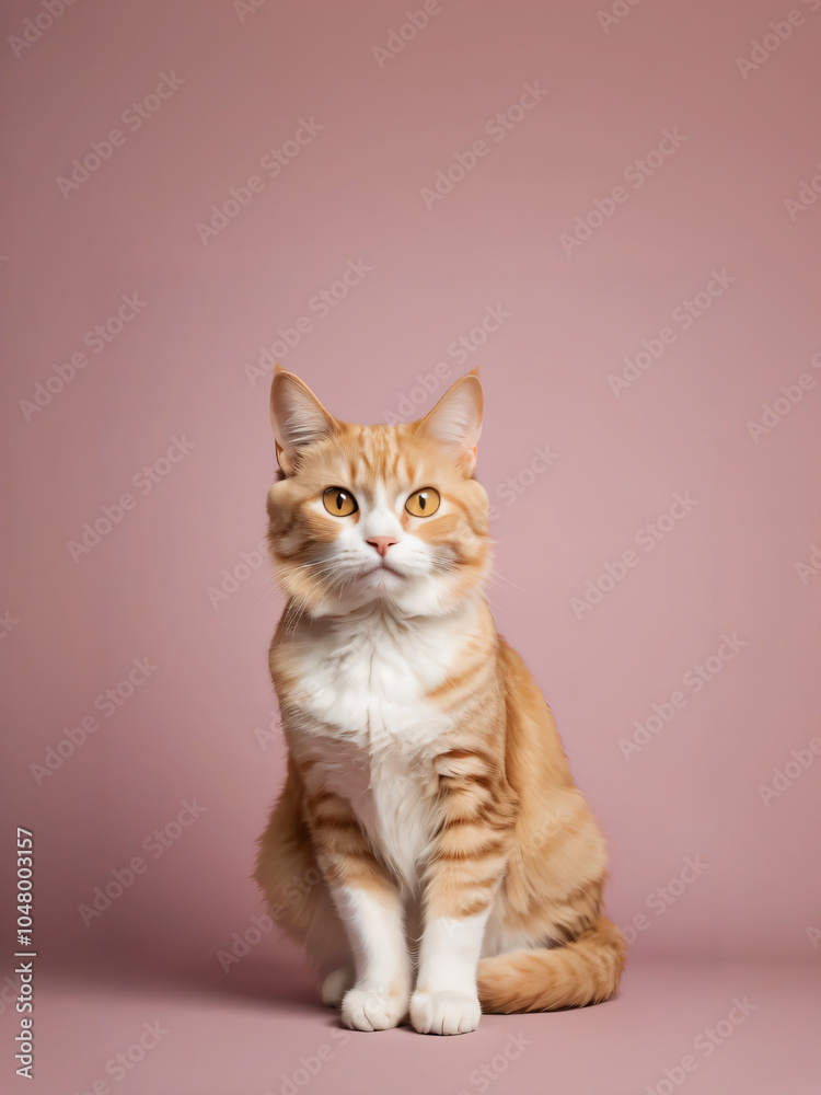 Obraz premium A cat sits against a plain background
