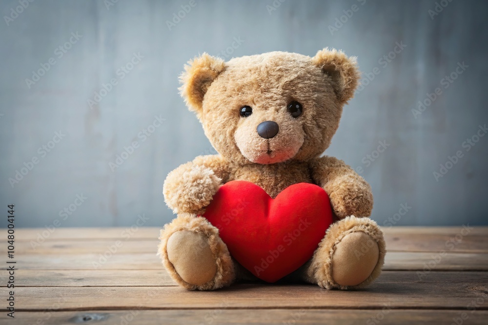 Obraz premium teddy bear with heart and christmas decorations