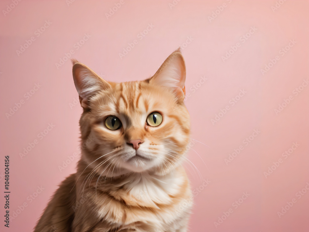 A cat sits against a plain background A cat sits against a plain background