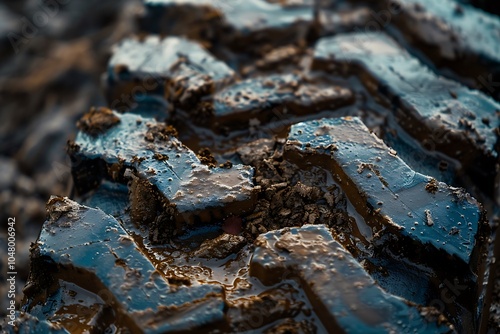 Tractor tracks in the mud.