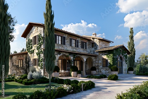 Beautiful villa in the middle of the lavender field. photo