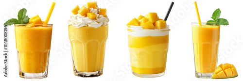 Mango Smoothie with whipcream and mango slice photo