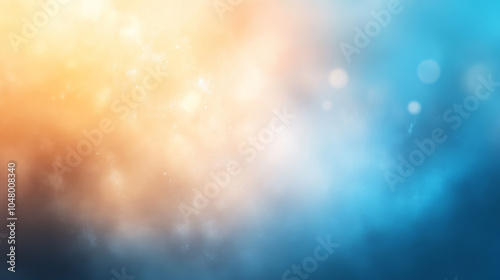 Soft gradients of orange and blue create serene and calming background, perfect for various design projects. gentle bokeh effect adds depth and dreamy quality to image