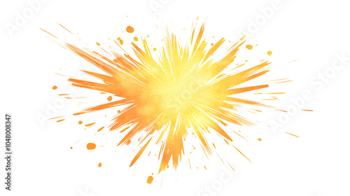 Bright, glowing orange and yellow starburst effect with radiant energy beams 