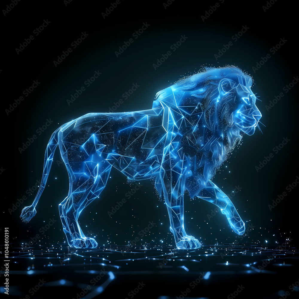 A bold lion symbol representing the Leo zodiac, with a golden mane and fierce expression, embodying strength, courage, and loyalty under the summer sun.