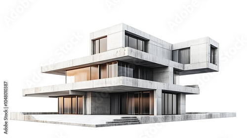 Modern concrete building structure under construction isolated on white background 