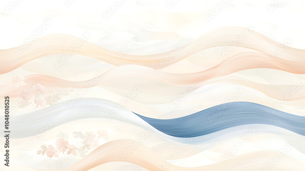 Fototapeta premium Soft pastel waves flow gracefully across image, creating serene and calming atmosphere. gentle curves and subtle colors evoke sense of tranquility and harmony