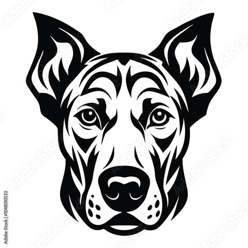 create a dog head silhouette vector with white background