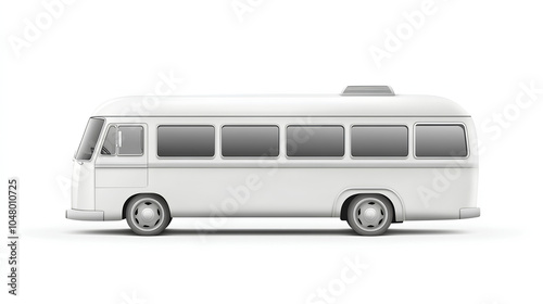 Modern white tour bus with large windows isolated on white background 