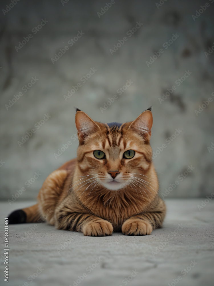 Obraz premium A cat sits against a plain background