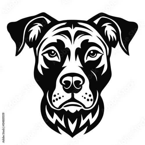 create a dog head silhouette vector with white background