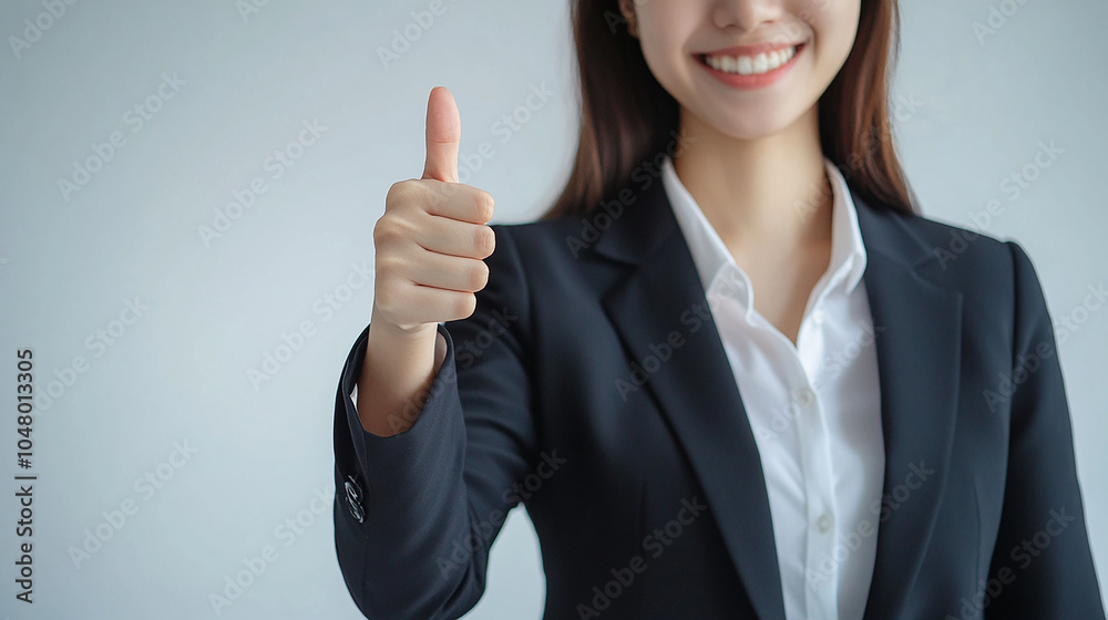 Businesswoman Giving Thumbs Up with a Satisfied Smile
