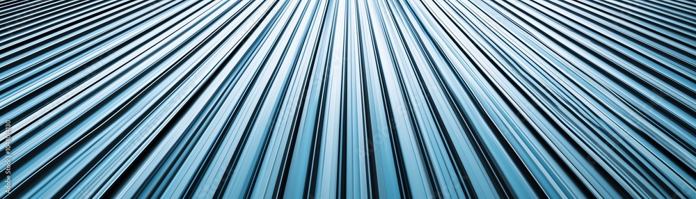 Obraz premium Abstract metallic background featuring parallel lines in shades of blue, creating a dynamic and modern atmosphere suitable for various design projects.