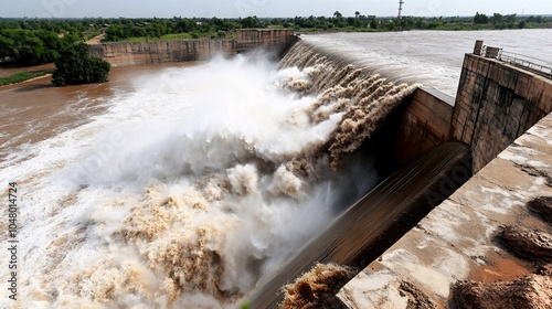 Massive Dam Managing Rising Floodwaters