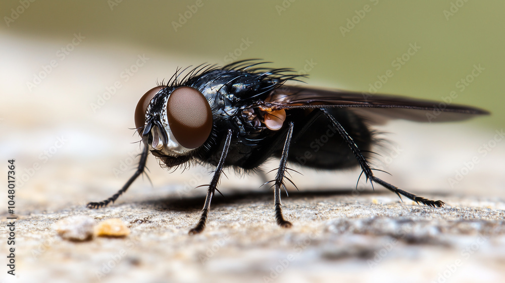 Housefly Close-up with Detailed Eyes Housefly Close-up with Detailed Eyes