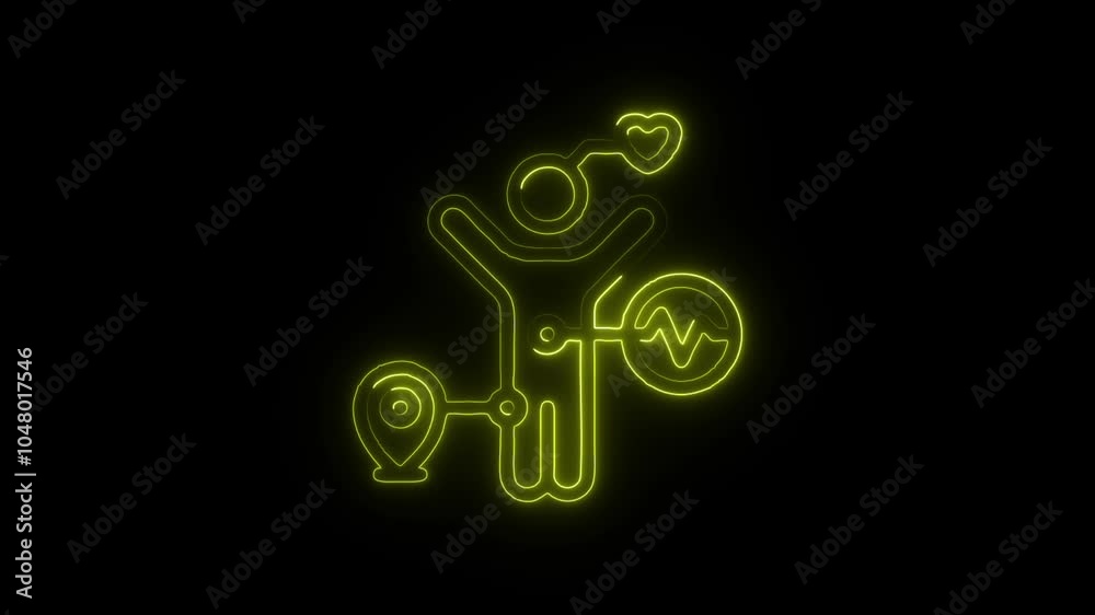 Glowing Neon Body Control Icon Isolated on Black Background. HD Video Motion Graphic Animation Glowing Neon Body Control Icon Isolated on Black Background. HD Video Motion Graphic Animation