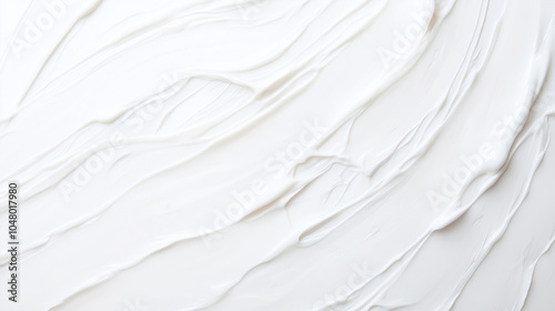 A close-up image of a creamy white substance swirled and textured. 