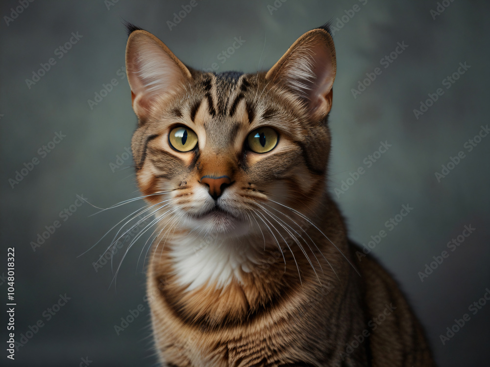 Obraz premium A cat sits against a plain background