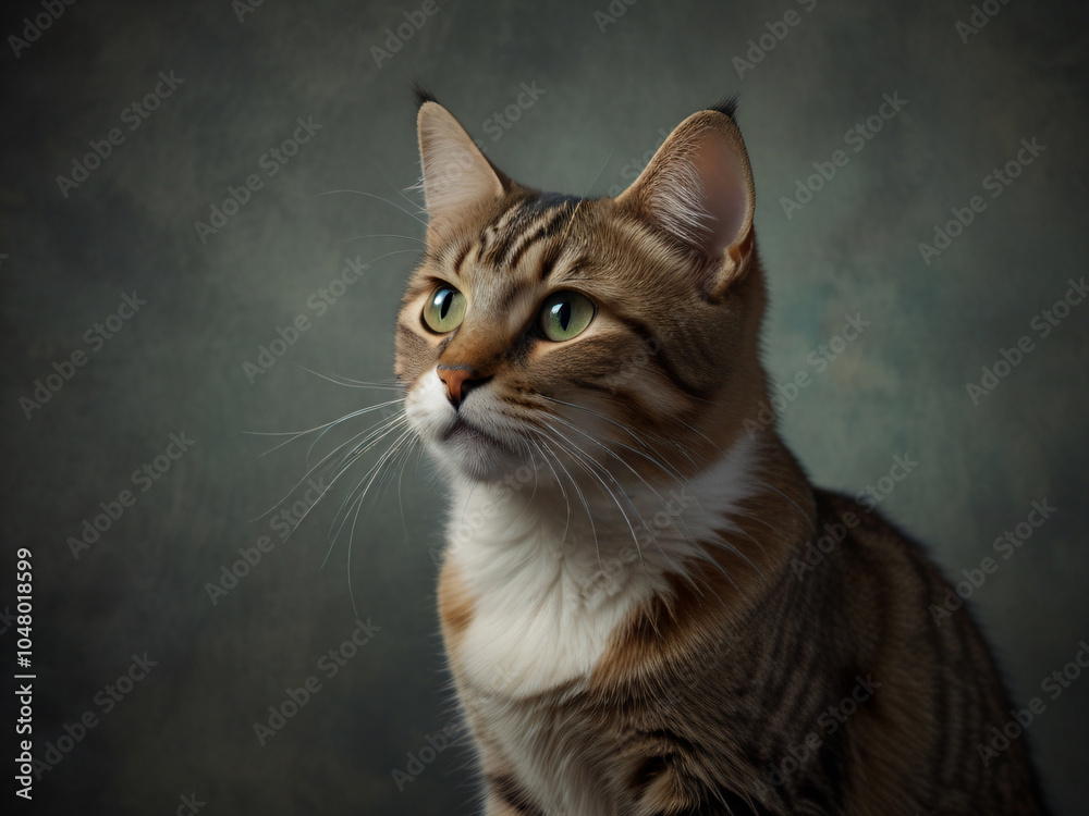 A cat sits against a plain background A cat sits against a plain background