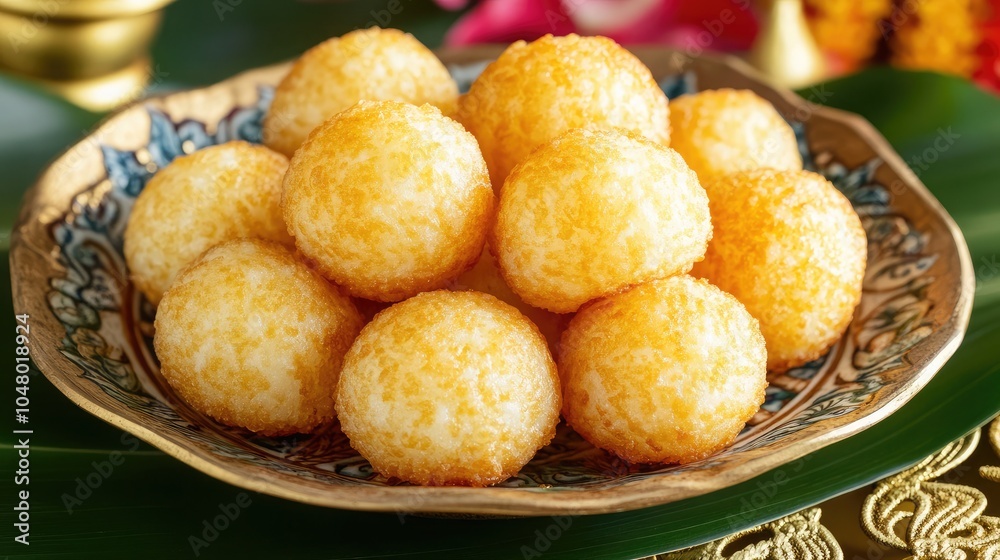 Golden Sweet Treats on Decorative Plate Golden Sweet Treats on Decorative Plate