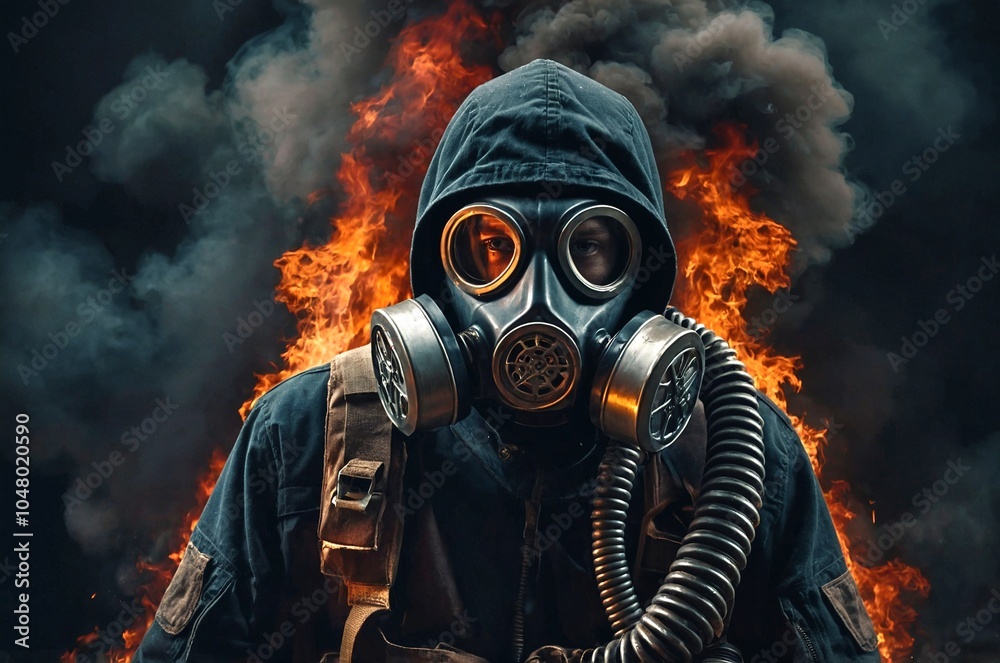 person in gas mask