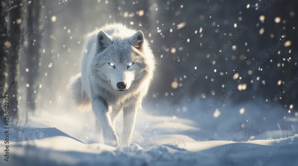 Obraz premium Arctic Wolf in Winter Wonderland