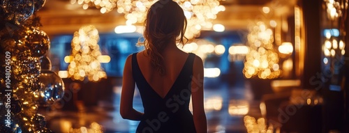 Elegant Woman in a Festive Atmosphere