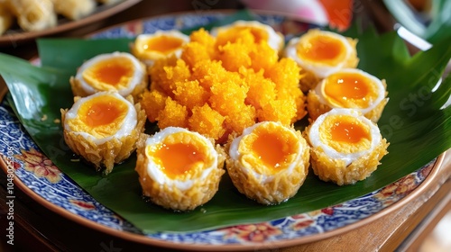 Vibrant Plate of Egg Yolks and Flavored Rice