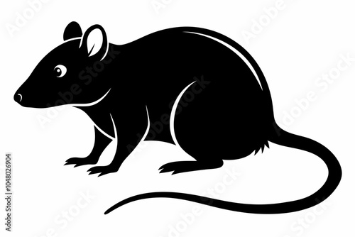 Set of rats black silhouettes, isolated on white. Vector illustration. 