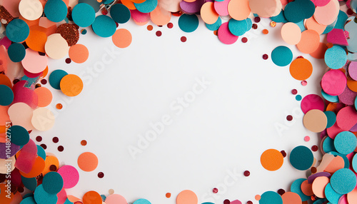 Colorful confetti scattered on a white background, perfect for celebrations and special occasions.